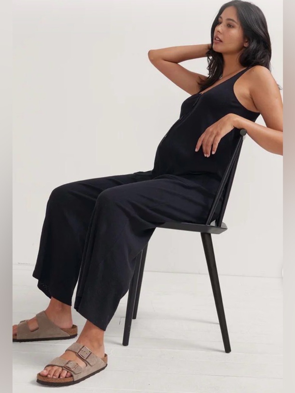 Hatch Maternity The All Tri Jumpsuit 100% Super Soft Cotton in Black Size 1 = Sm